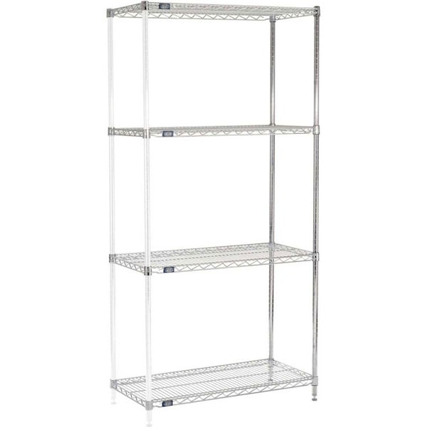 Nexel 5 Tier Chrome Wire Shelving Add-On Unit, 42W x 24D x 86H A24428C5 - main